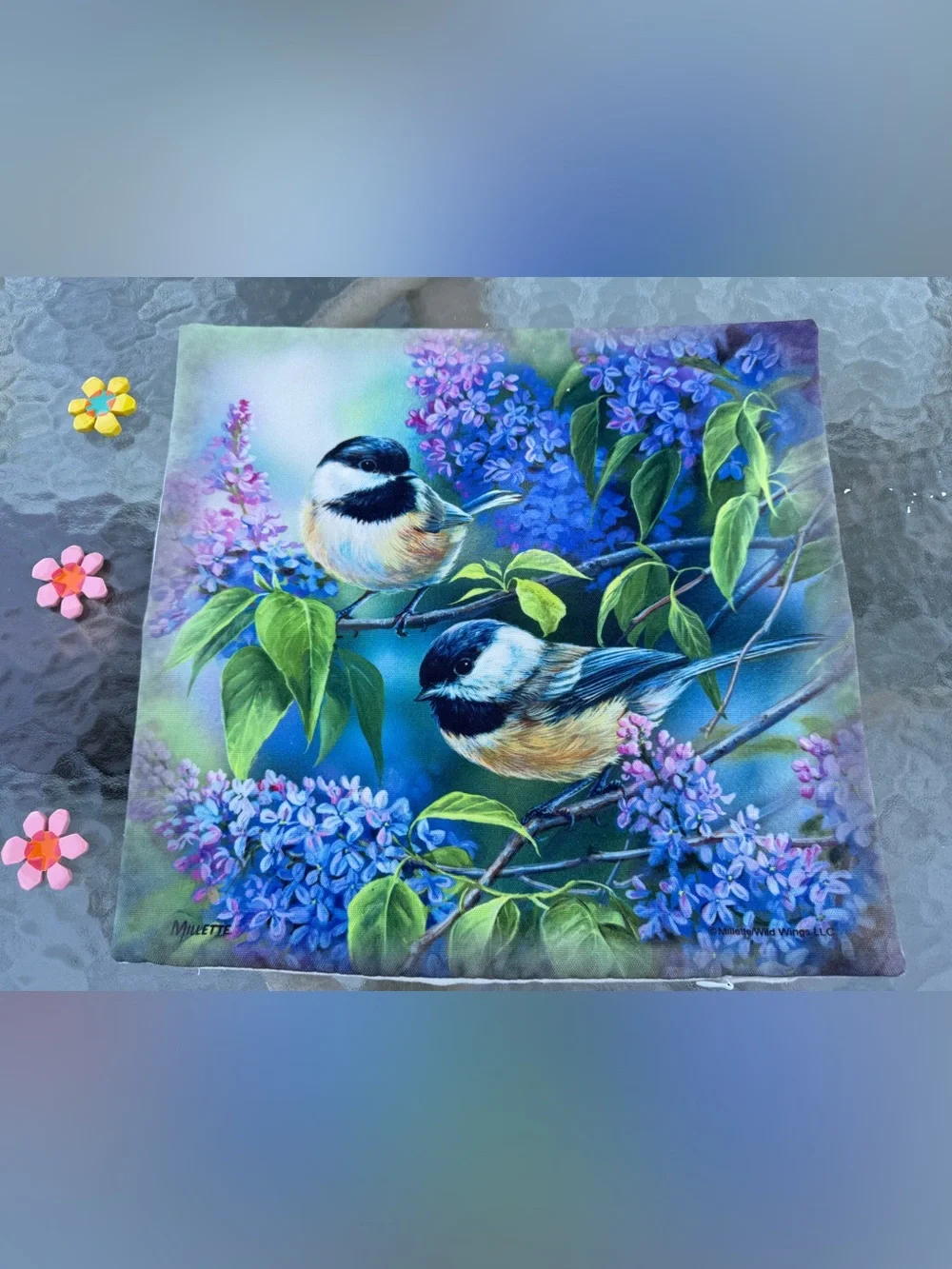 Danbury Mint Wild Wings Rosemary Millette Bird Pillow Covers Set 2 Canvas Art